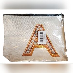 Personalized Makeup Bag (Monogram -A -B or -T ) Women's Travel Zipper-Pouch